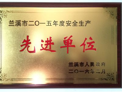 蘭溪市2015年度安全生產(chǎn)先進單位